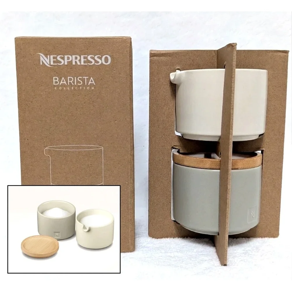 Nespresso Stackable Serving Set ~ Barista Collection Sugar Bowl & Milk Jug New